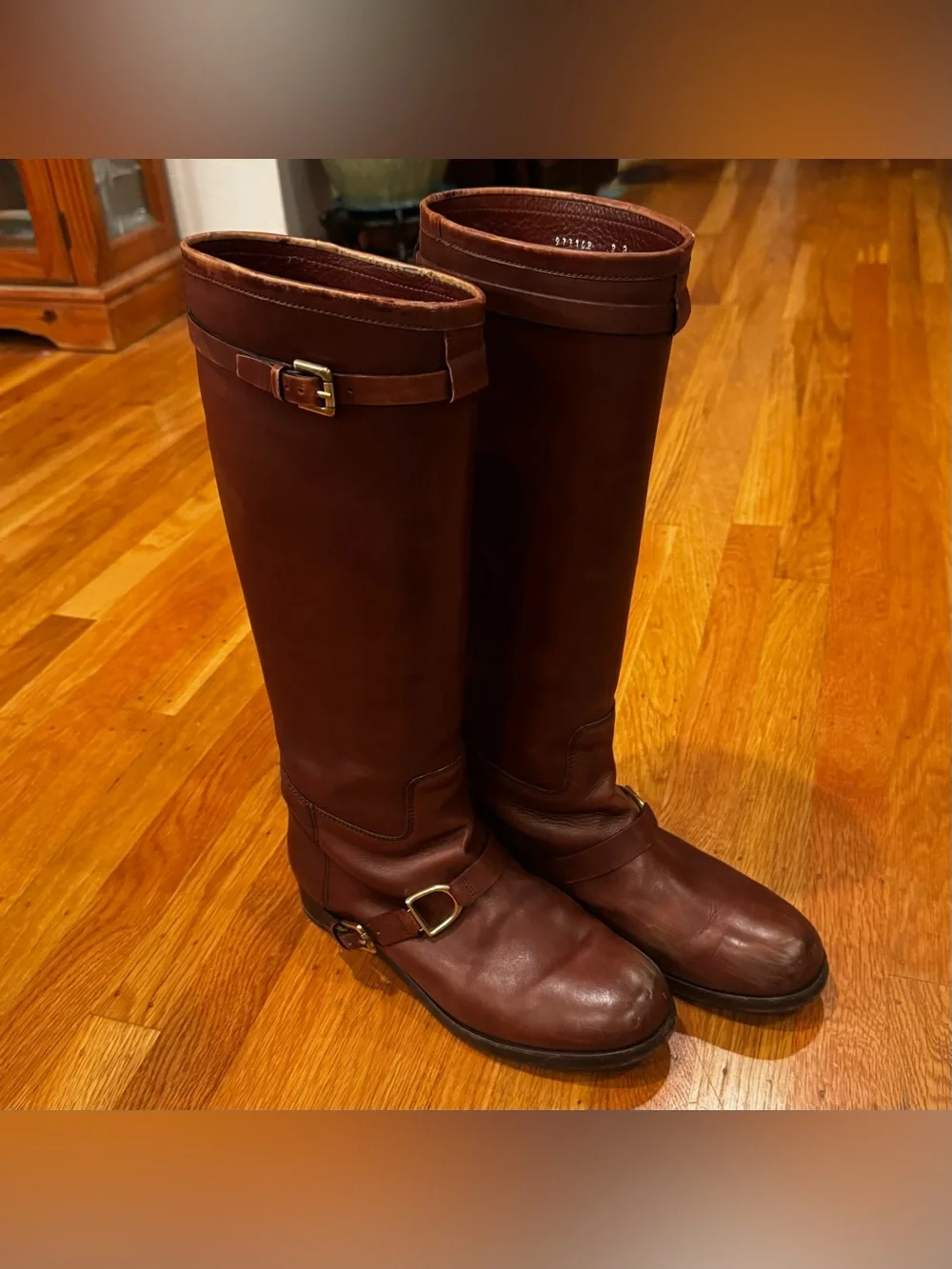 Ralph Lauren Collection Vintage Brown Leather Riding Boots, Sz 9